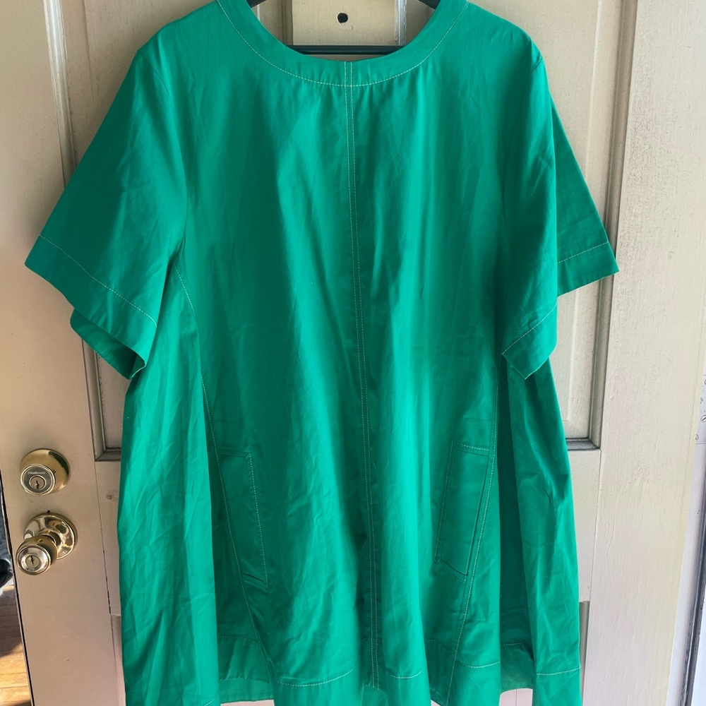 NWOT Maeve by Anthropologie Green Cotton Swing Dress XL perfect for Spring!